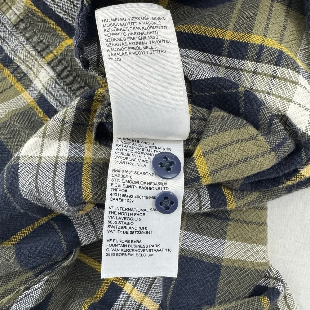 The North Face Men's XL Plaid Flannel Shirt Blue Brown Long Sleeve Button Up